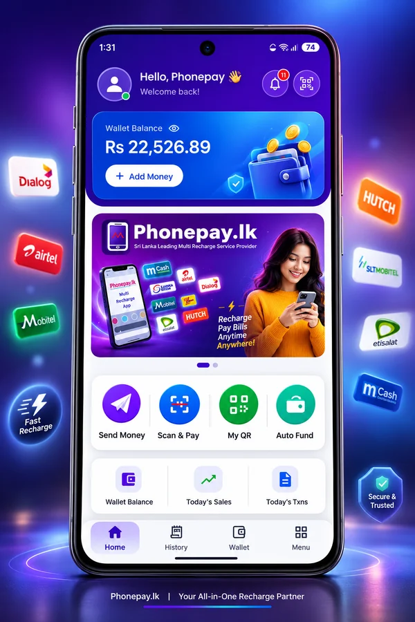 Phonepay Pro app home screen showing wallet balance, today's sales and quick actions